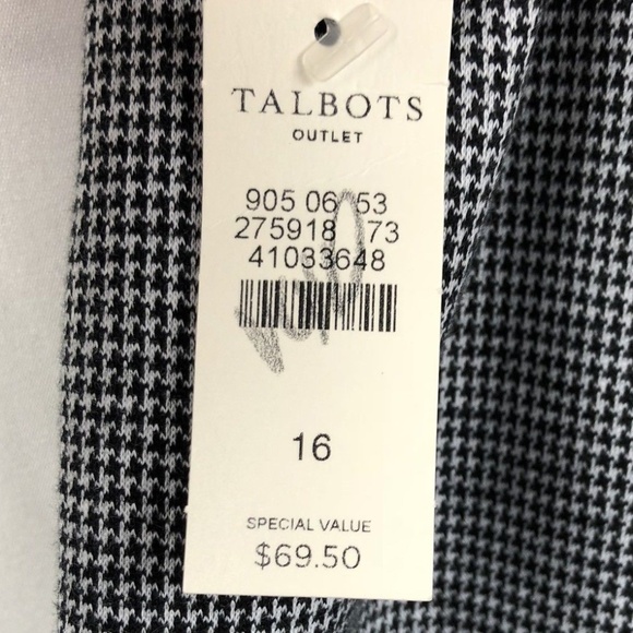 Talbots Straight Skirt Size 16 Black Houndstooth - Picture 4 of 4